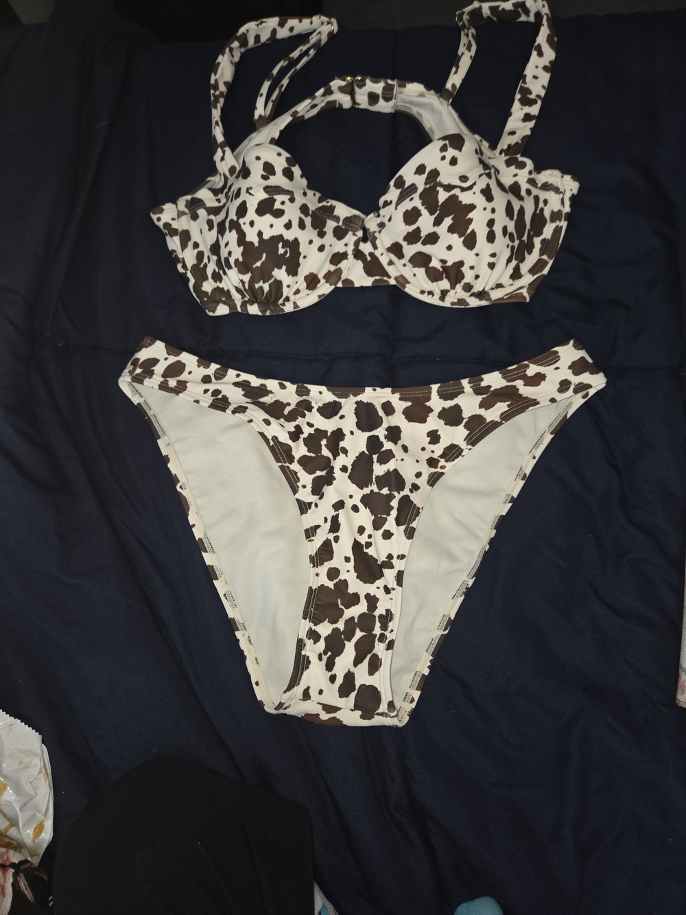 Source Unknown Brown and White Cow Print Bikini Set